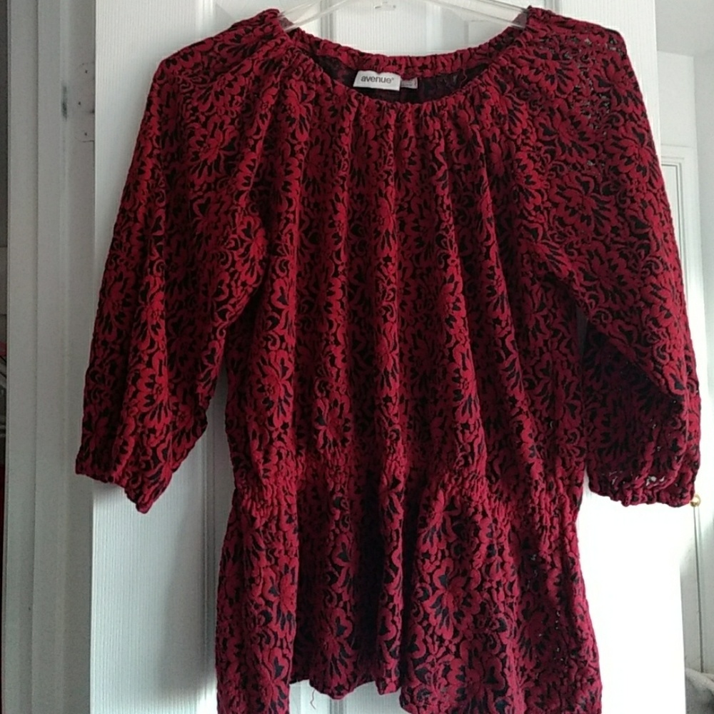Flower print red blouse